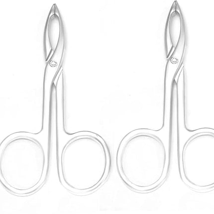 2 Pieces Tweezers Scissor Handle Straight Tip Scissor Shaped Eyebrows Tweezers for Hair Plucker Remover Facial Hair Eyebrows Care (Silver)