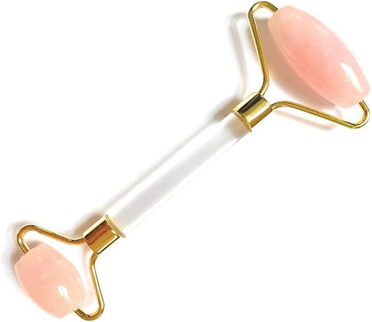 Rose Quartz Facial Roller, Authentic Face Roller for Puffiness, Depuffing Eye Roller & Face Massage Tool