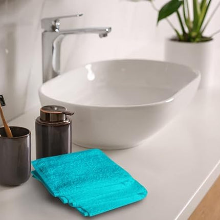 Softolle 100% Cotton Washcloths 60 Pack (12x12 Inches) Soft, Highly Absorbent Washcloth, Face Towels, Wash Cloths for Face, Ring Spun, Bulk Pack (Turquoise)