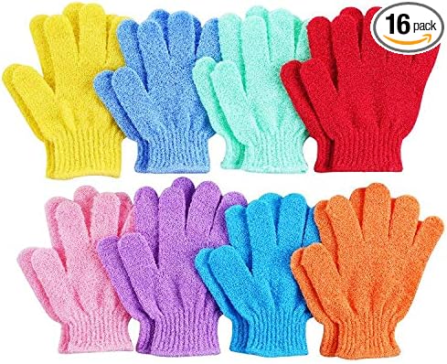 16 pcs Exfoliating Shower Gloves,Double Sided Exfoliating Bath Gloves Deep Clean Dead Skin for Spa Massage Beauty Skin Shower Body Scrubber Bathing Accessories.