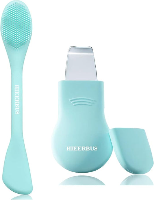 Blackhead Remover Tool,Black Head Remover for Face Nose-2 in 1 Pore Cleaning Brush Face Scrubber Skin Care Scraper Mask Applicator Spatula for Men Women Deep Cleansing (Blue)