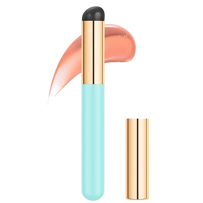 DUcare Fingerlike Silicone Lip Brush | Multi-purpose Makeup Blending Lipstick Brush with Lid (Blue)