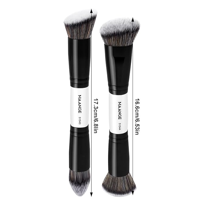 MAANGE 2 PCS Face Makeup Brushes, Makeup Brushes Set, Double Ended Foundation Contour Powder and Buffer Brush, Women‘s Blending Brush, Professional Face Brush Set Tools
