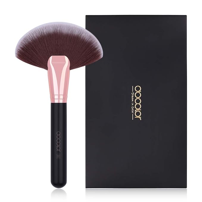 Docolor Fan Brush Finishing Powder Brush Multi-use Brush For Face and body Professional Highlighting Blush powder Bronzer Cheekbones Make Up Brushes Perfect For Spray Tan Powder Synthetic Hair Soft