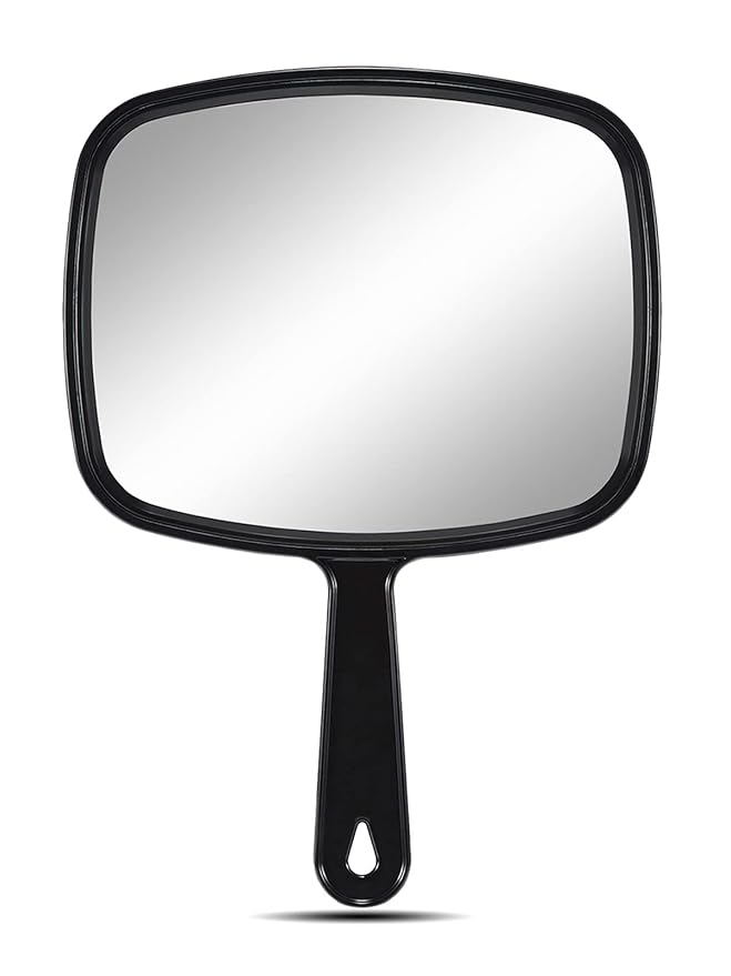 OMIRO Hand Mirror, All Black Handheld Mirror with Handle, 6.6" W x 9.3" L, Pack of 6