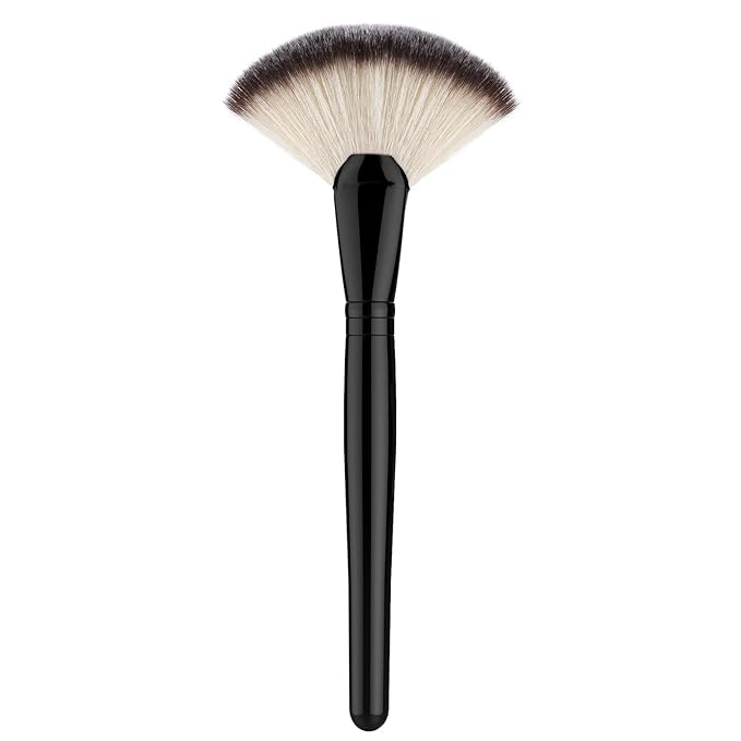 Fan Makeup Brush, Luxspire Professional Highlighting Make Up Brush Blush Bronzer Cheekbones Brush, Single Large Soft & Dense Face Blush Powder Foundation Brushes Make Up Tool, Black