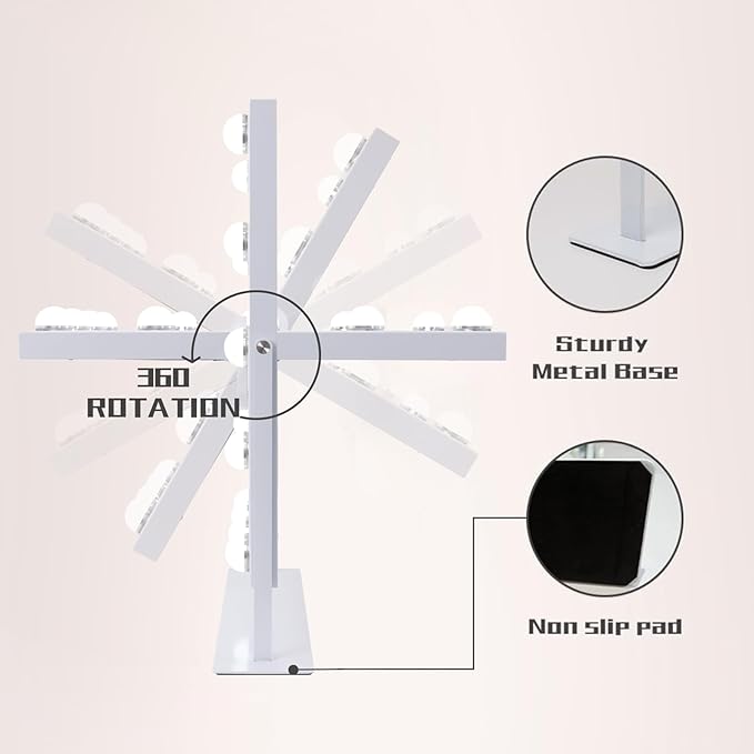 COOLJEEN Makeup Mirror Vanity Mirror with Lights - 12 Led Bulbs Lighted Hollywood Mirror, 10X Magnification,3 Color Modes, Touch Control, Women Gift (White)