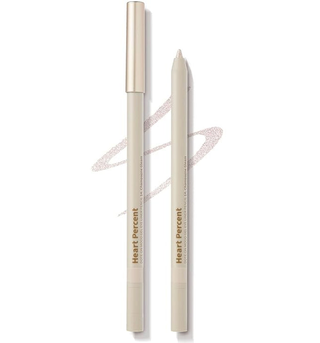 Heart Percent Dote On Mood Gel Eyeliner Pencil – Long-Lasting Waterproof Smudge Proof Smooth Retractable, Aegyo Sal Makeup, Under Eye Highlighter with Built-In Sharpener, #14. Champagne Gleam