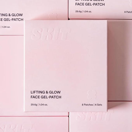 Skit Lifting & Glow Face Gel Patch, 130Da Low Molecular Collagen Clover Mask for Glass Skin & Firming, Targeted Radiance Care with 7 Types of Collagen, K-Beauty Skin Care, 4 Sets (8 Patches)