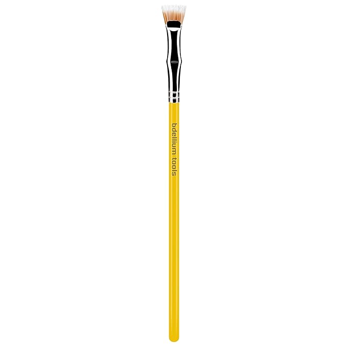 Bdellium Tools Professional Makeup Brush - Studio Series 729 Duo Fiber Bent Mascara Fan - With Soft Synthetic Fibers, For Applying Mascara (Yellow, 1pc)