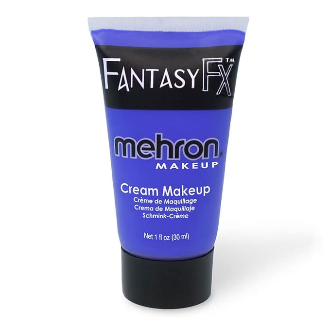 Mehron Makeup Fantasy FX Cream Makeup | Water Based | Halloween | Blue Face & Body Paint For Adults 1 fl oz (30ml) (Blue)