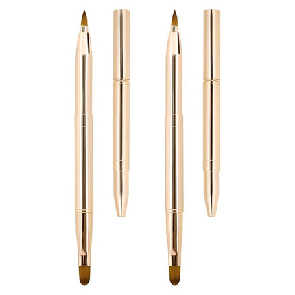 Unaone [2 Pack] Lip Brush for Lipstick, Retractable Lip Brushes, Dual-ended Makeup Brush for Lipstick Lip Gloss, Include Lid