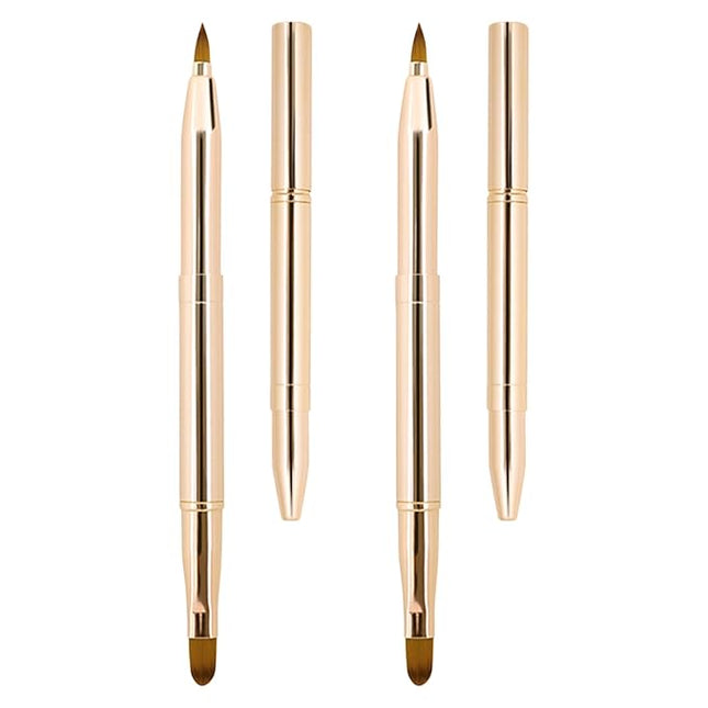 Unaone [2 Pack] Lip Brush for Lipstick, Retractable Lip Brushes, Dual-ended Makeup Brush for Lipstick Lip Gloss, Include Lid