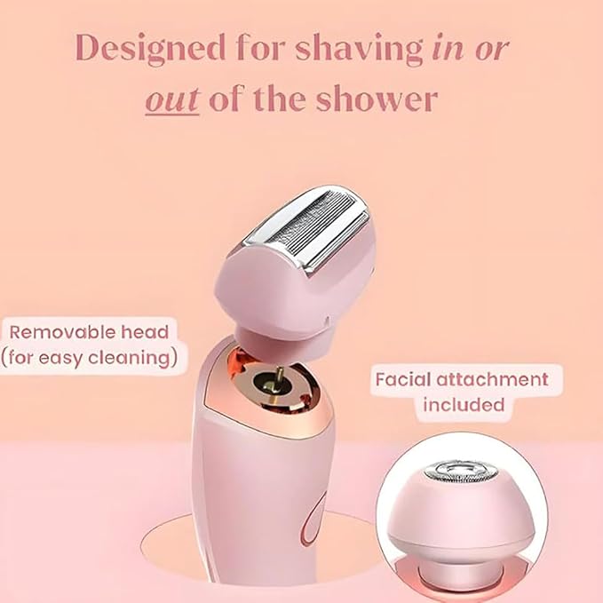 Petalsmooth Shave Pro, Dusk Glide Pro 3.0 Razor, Waterproof 2-in-1 Wet&Dry Painless Hair Removal with Removable Head for Leg Arm Underarm Bikini Area (Pink)
