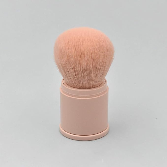 Retractable Powder Brushes Foundation Brush Blush Brush Bronzer Brush Face Blender Brush Professional Mineral Blending Buffing Kabuki Makeup Application Portable With Cover - Leather Pink