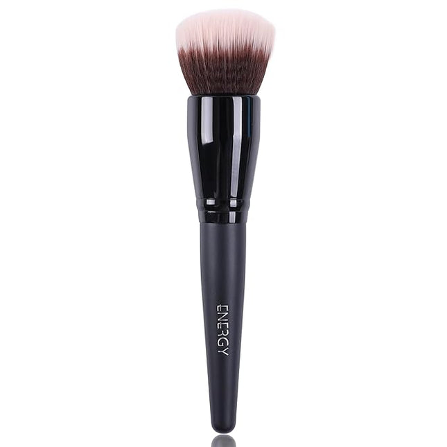 ENERGY Stippling Brush,Professional Makeup Brush for Liquid, Contour, Foundation, Bronzer, Blush, Powder, Buffing, Blending, Soft Vegan Synthetic Bristles, Face Make Up Tool,Black