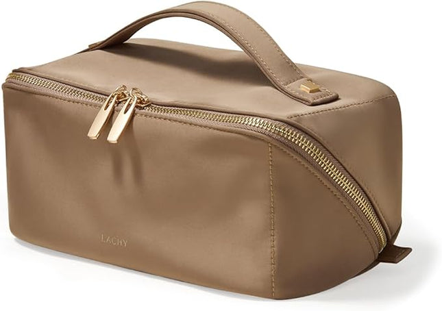 EACHY Travel Makeup Bag,Large Capacity Cosmetic Bags for Women,Waterproof Portable Pouch Open Flat Toiletry Bag Pattern Makeup Bag