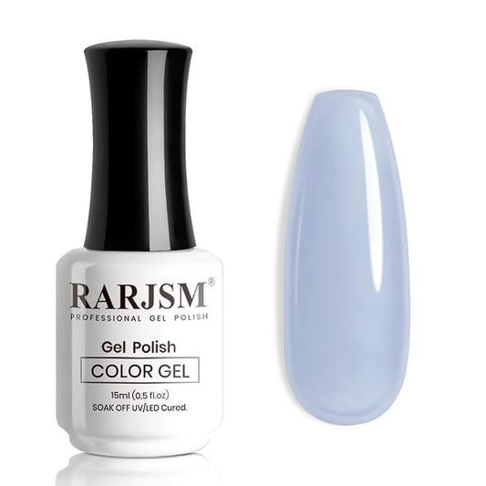 RARJSM Jelly Gel Nail Polish Clear Light Blue Gel Nail Polish Transparent Pastel Nude Sheer Blue Nail GelPolish Varnish Curing Requires LED UV French Manicure Soak Off for Home Salon 15ml 1pcs