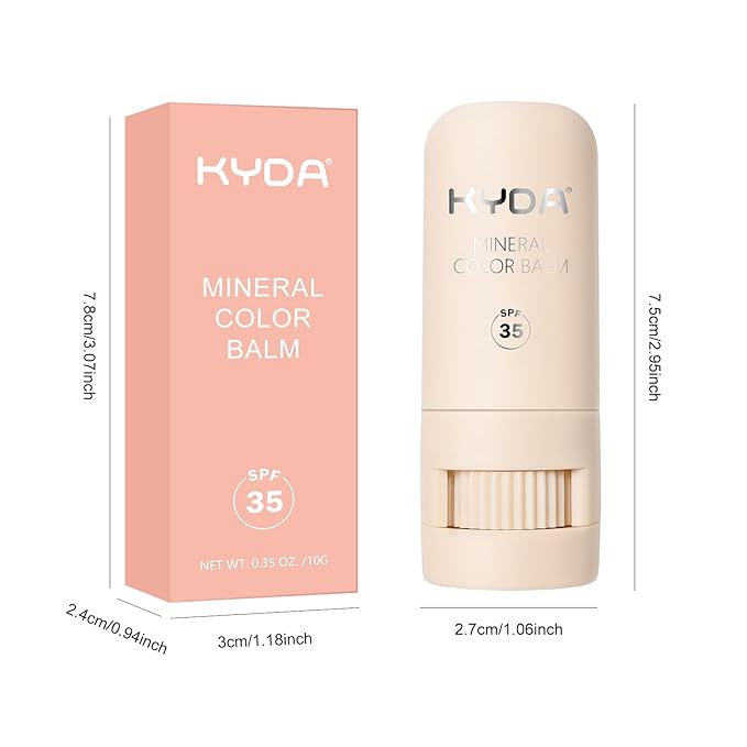 KYDA Mineral Color Balm, SPF 35, Buildable Shimmer Color for Lip and Cheek, Natural Shimmer Cream Blush Stick, Lightweight Blendable, Multiuse Makeup Balm, BLUSH
