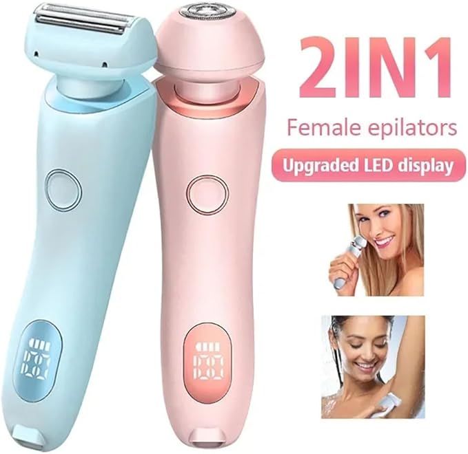Petalsmooth Shave Pro, Dusk Glide Pro 3.0 Razor, Waterproof 2-in-1 Wet&Dry Painless Hair Removal with Removable Head for Leg Arm Underarm Bikini Area (Blue)