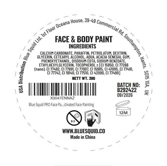 Blue Squid Face Paint Water Based Single Cake Professional Face Paint & Body Paint - Water Activated, Kids Adults Face Painting for Costume, Halloween Makeup, Cosplay - Pastel Pink Face Paint 30g