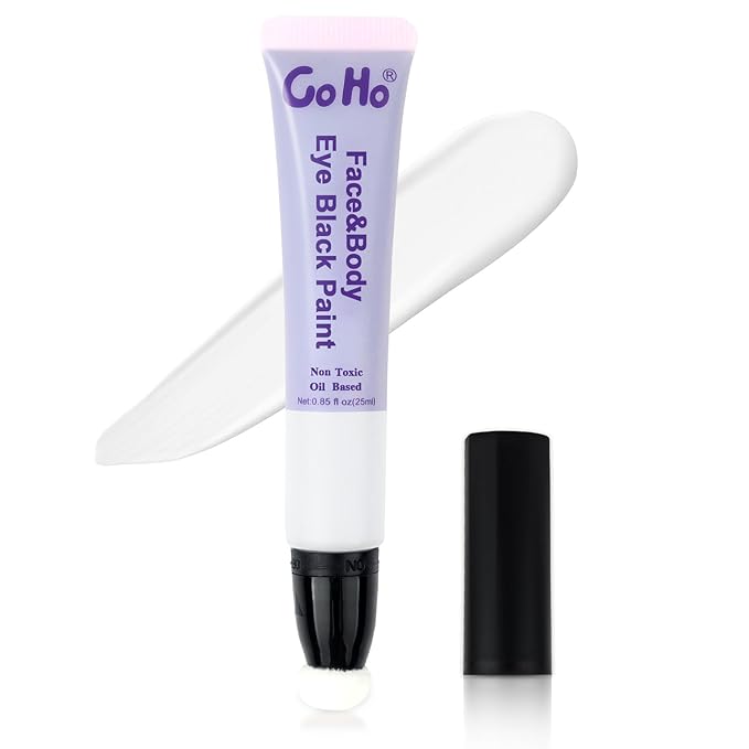 Go Ho White Face Paint,Oil Based Waterproof Cream Eye Black Stick,White Face Body Paint for Halloween Cosplay Zombie Skeleton Clown Goth Makeup