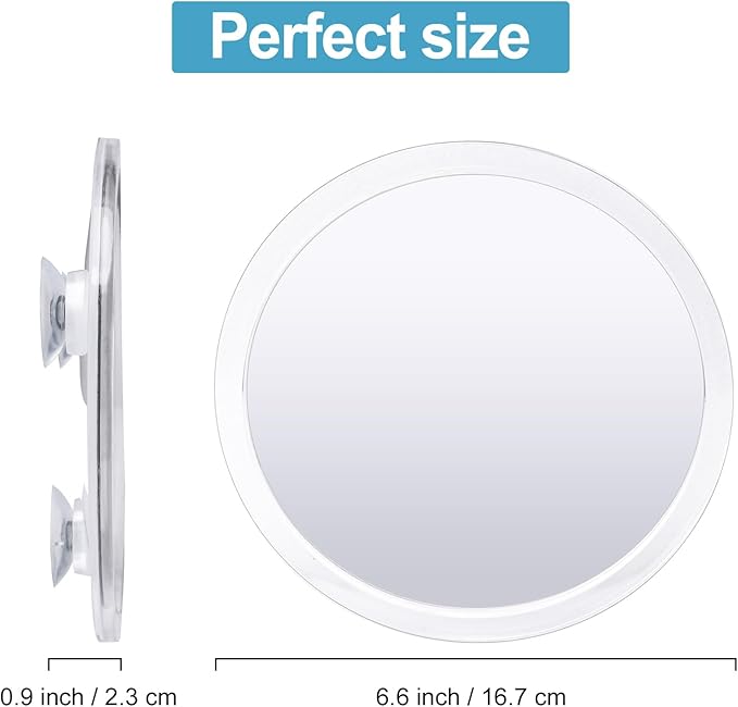 Fogless Shower Mirror for Shaving and Makeup with 3 Removable Powerful Suction Cups, Shatterproof Anti Fog Mirror for Shower and Bathroom, Glassless Safety Kids Mirror