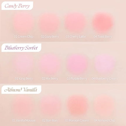 Dasique Blending Mood Cheek #07 Candy Berry | 4 Blendable Shades in Lightweight Smooth Powder | Vegan | Blush