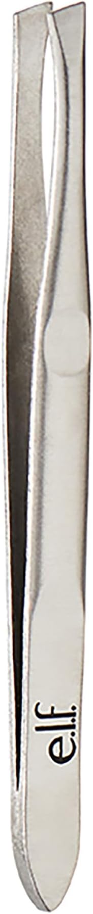 e.l.f. Slant Tweezer, Professional Quality Stainless Steel, Provides a Strong Grip, Removes Hairs Accurately, Shapes, Defines, Easy To Use, Ergonomically-Designed