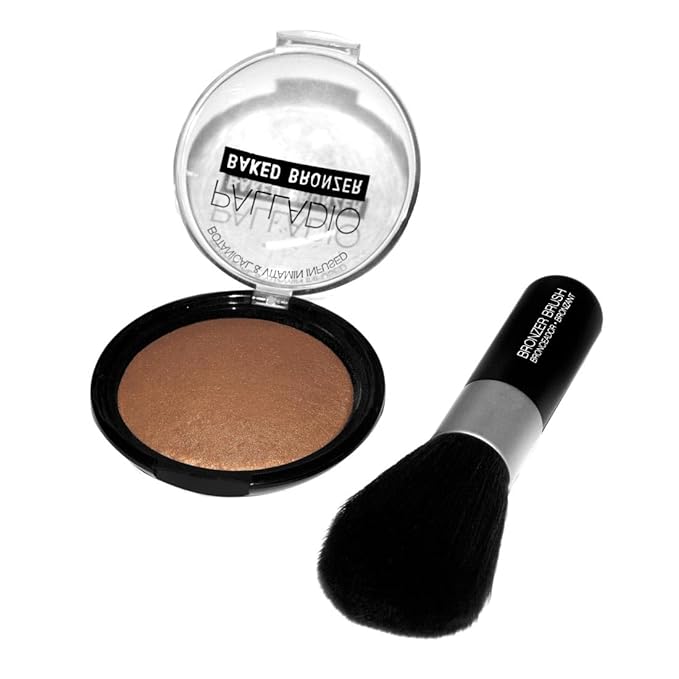 Palladio Bronzer Brush, Extra Large, Natural Looking Effect, Gentle on Skin, Flawless Powder Blending, Smooth Finish, Synthetic Natural Bristles, Soft Feel, Comfortable Grip, Professional Application