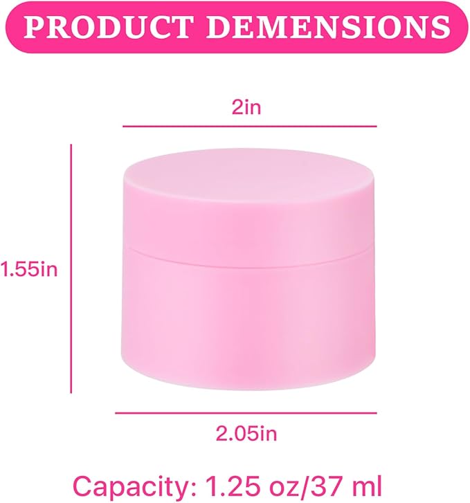 Plastic Containers Akamino White Plastic Lotion Jar with Inner Liners and Dome Lids for Make-up Cosmetic, Creams, Lotions, Refillable Travel Airtight Container Storage (1.25 Oz, 37 ML, 12 PCS, Pink)