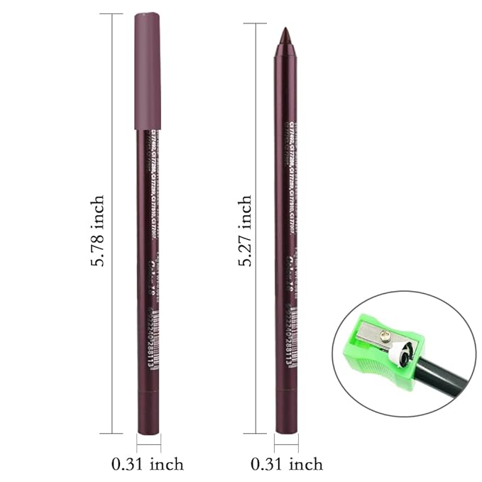 Kaely Gel Eyeliner Pencil for Women, Plum Purple Eye Liner Waterproof Smudge Proof with Sharpener, Waterline Eye Makeup Liners, delineador de ojos contra el agua, Vegan & Cruelty-Free, 18