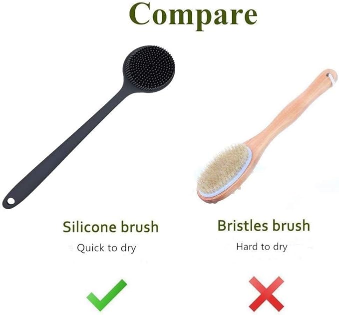 Silicone Body Scrubber, Long Handle Back Scrubber for Body, Shower Srush Back Brush Body Exfoliator