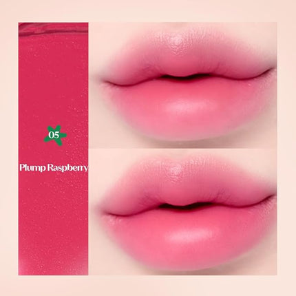 Etude Fruity Lip & Cheek Blur Balm – Sheer Tinted, Moisturizing Cream Balm with Puff, Hydrating Multi-Use Lip & Cheek Color #5 Plump Raspberry 2.3g