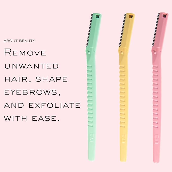 Face N Brow - 3 Beauty Groomers for Hair Removal, Ideal for Shaving, Exfoliating, Dermaplaning and Brow Shaping, Japanese Steel Gently Removes Facial Hair