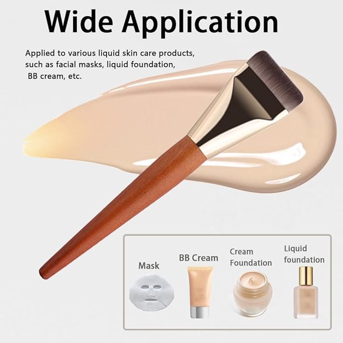 2 Count Flat Foundation Brush for Liquid makeup, Ultra Thin Face Makeup Flat Brush, Makeup Brush for Blending Mask Cream, Base Brush Tools（Orange &Orange）