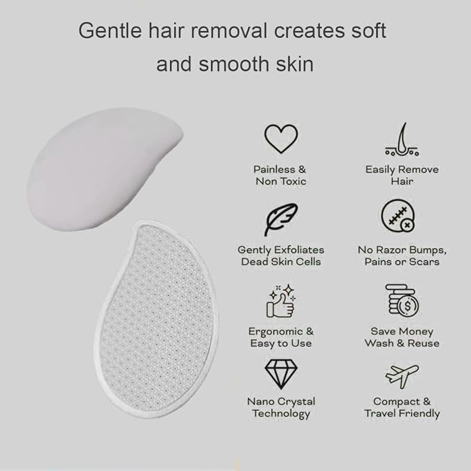 Professional Crystal Hair Remover - Nano Glass Epilator & Exfoliator 2-in-1 | Chemical-Free & Reusable | Painless Alternative to Waxing/Shaving