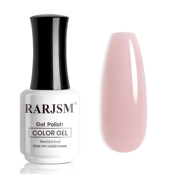 RARJSM Nude Misty Rose Pink Gel Nail Polish Neutral Skin Tone Sheer Jelly Gelpolish 1PC 15ml Single Bottle Creamy Transparent Natural Nudegel Polish Soak off Cured for Home Salon French Manicure