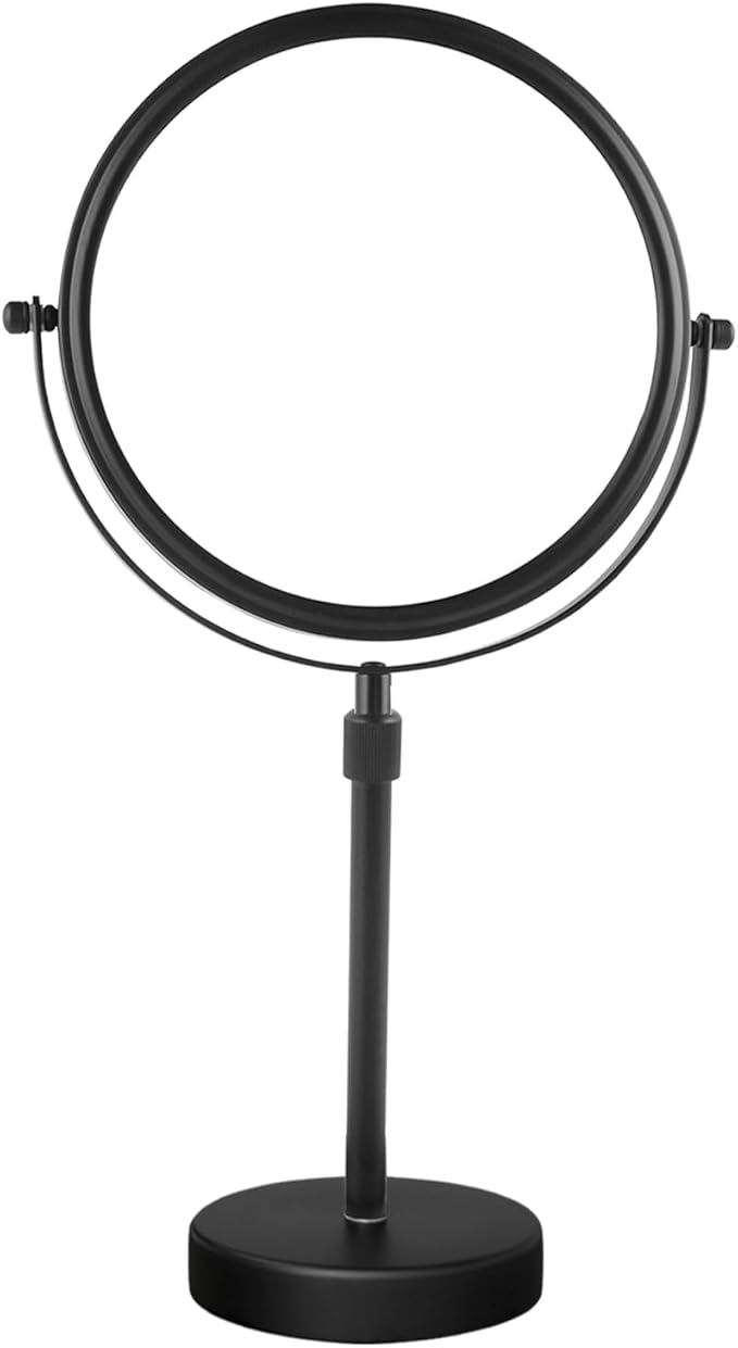 Nicesail 19 Inch Tall Makeup Mirror with 10X Magnification, 8 Inch Magnifying Mirror Tabletop with Pedestal, Height Adjustable Black (8 Inch, 10X)