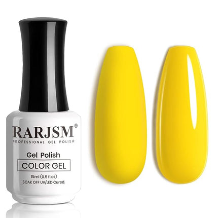 RARJSM Gel Nail Polish, 15ML Lemon Yellow Nail Polish Summer Colors Nailgel Soak Off UV LED Gel Nail Art Manicure Salon DIY at Home