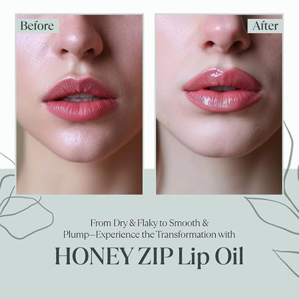 Honey Zip Lip Oil, Korean Moisturizing Lip Gloss Agave Lip Treatment, Hydrating Lip Plumper Serum for Dry Care with Natural Ingredients, K-Beauty Skincare, 3.71 mL
