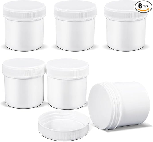 ASEVAT 6 Pack Airtight Plastic Jars, Leak-Proof Travel Size Jar | Refillable Cosmetic Containers for Creams, Lotions, TSA-Approved Clear Jars with Secure Lids (1 oz, white)