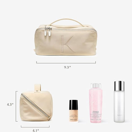 EACHY Travel Makeup Bag,Large Capacity Cosmetic Bags for Women,Waterproof Portable Pouch Open Flat Toiletry Bag Pattern Makeup Bag