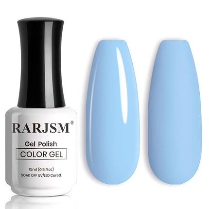 RARJSM Light Blue Gel Nail Polish Pastel GelNailPolish 1PCS 15ML Sky Blue GelPolish Spring Summer Gel Polish Soak off U V Curing Required Nail Art Starter Salon DIY at Home