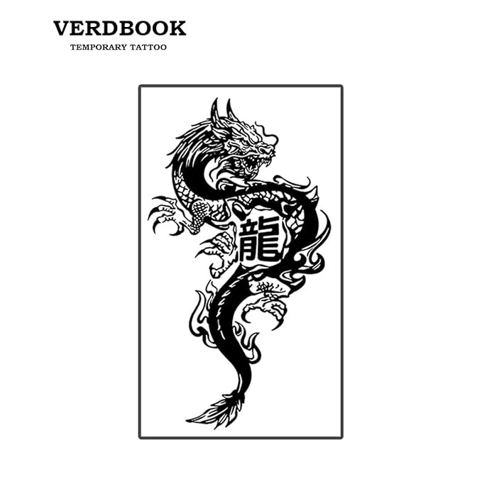 Waterproof Temporary Tattoos: 2-Sheet Tattoo Kit with Realistic Body Stickers, Semi-Permanent Tattoos for Adults Lasting 7-15 Days – Safe for Men & Women, Calligraphy Beast