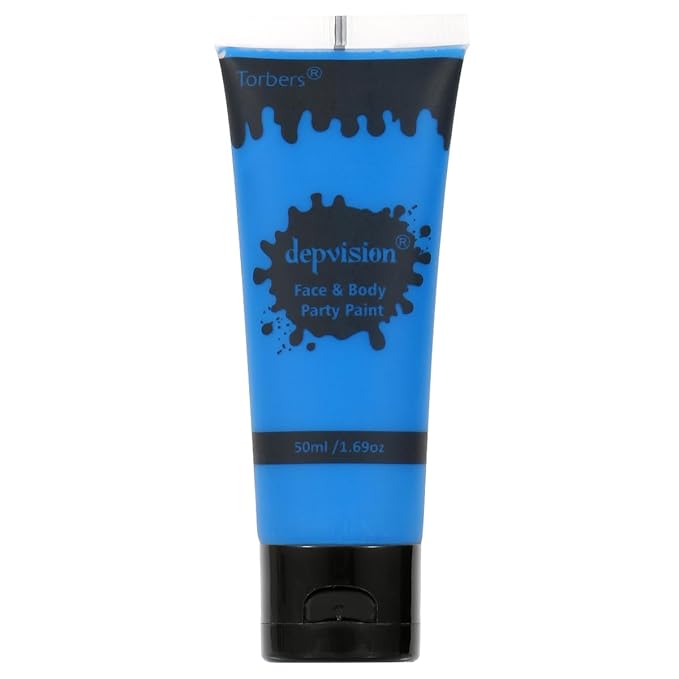 Depvision Face and Body Paint 1.7oz Cream Makeup 50ml Water Based Face Painting Special Effects For Adults Children Kids Halloween Christmas Party Stage Cosplay (Blue)