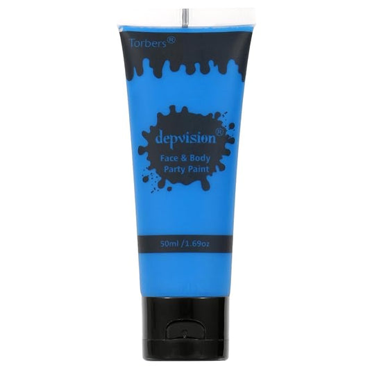 Depvision Face and Body Paint 1.7oz Cream Makeup 50ml Water Based Face Painting Special Effects For Adults Children Kids Halloween Christmas Party Stage Cosplay (Blue)