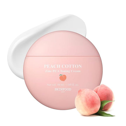 SKINFOOD Peach Cotton Zinc PCA Tone Up Cream, Korean Tinted Moisturizer for Face and Body, Dewy and Matte Skin Tint, Stocking Stuffers, Skin Care Makeup for Color Correcting (1.69 fl. oz.)