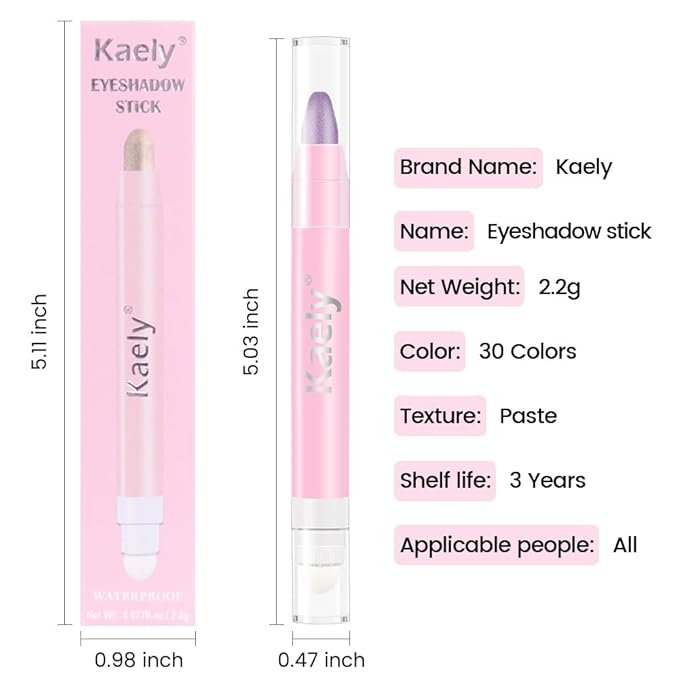 Kaely 2in1 Cream Eye Shadow Brightener Sticks for Eyes, Pencil Eyeshadow Applicator Stick Waterproof Pigmented, Eye Shadow Palette Highlighter Makeup, sombras para ojos, 09 Violet Shimmer