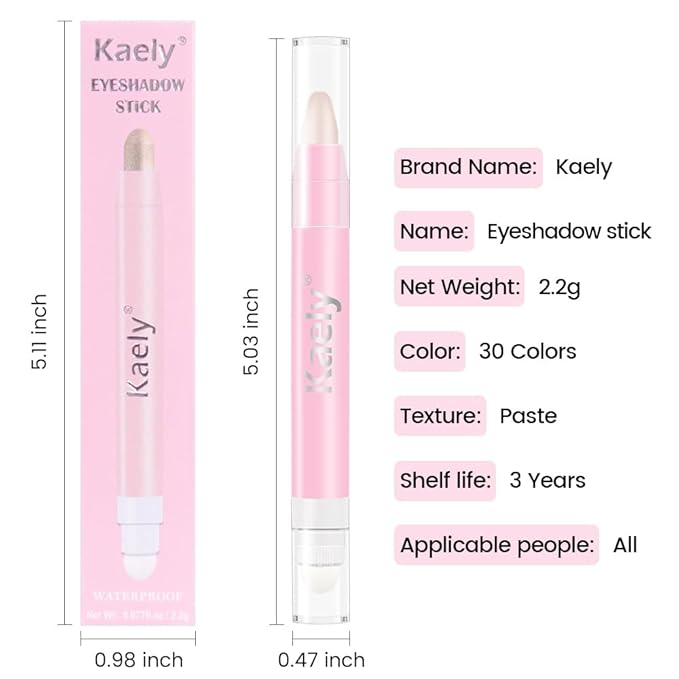 Kaely 2in1 Cream Eye Shadow Brightener Sticks for Eyes, Pencil Eyeshadow Applicator Stick Waterproof Pigmented, Eye Shadow Palette Highlighter Makeup, sombras para ojos, 18 Pearl Shimmer